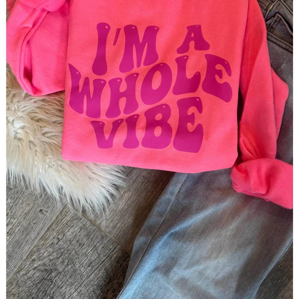 NEW LURE BOUTIQUE women's i’m a whole vibe sweatshirt in bright pink - Picture 2 of 3